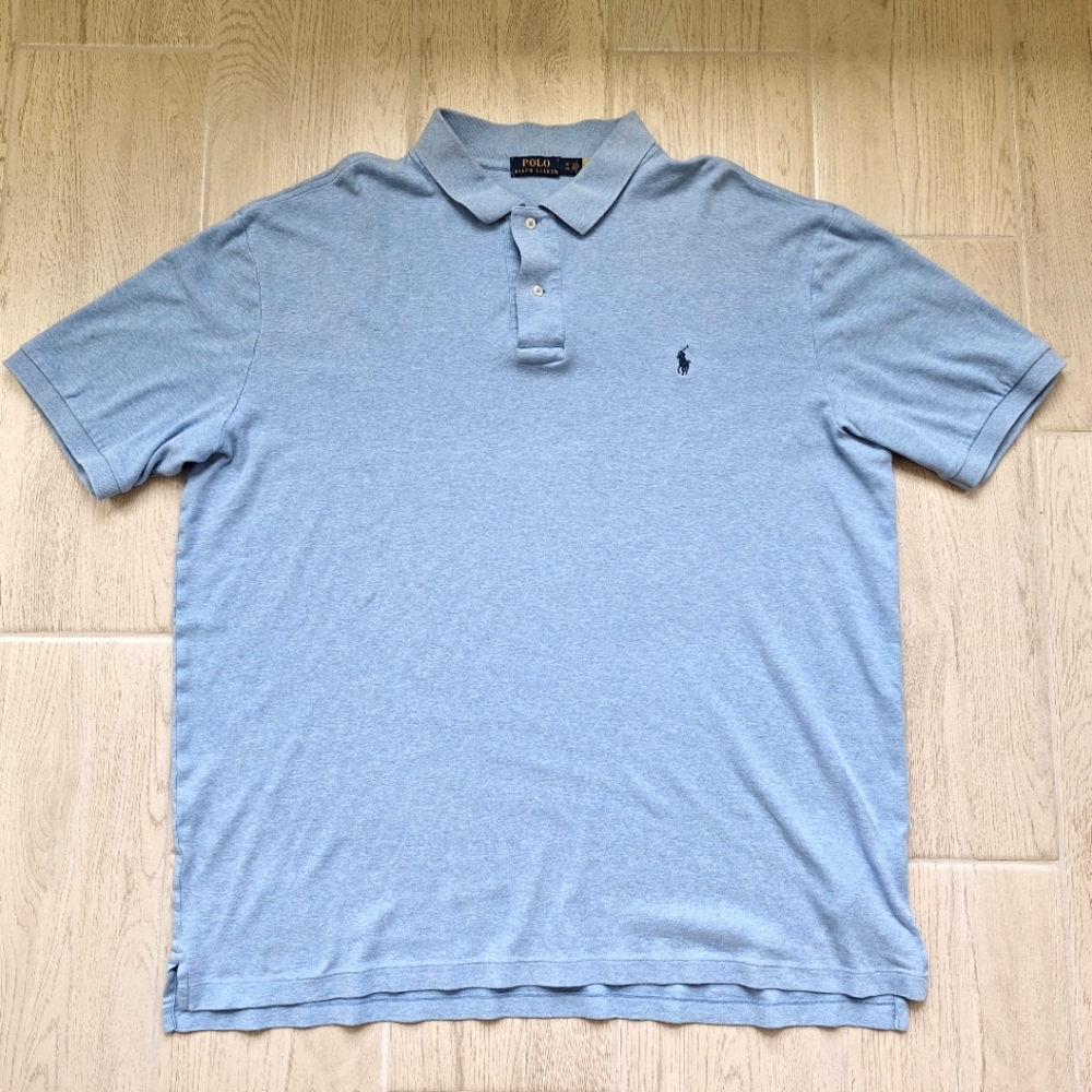 Polo Ralph Lauren Men's Light Blue Short Sleeved Cotton Polo Shirt - Size XLT - Picture 2 of 9